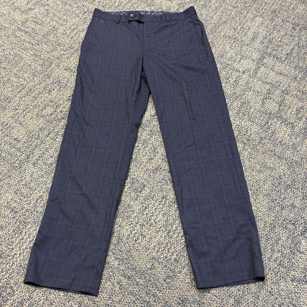 Lauren Ralph Lauren Polyester Men's Blue Plaid Dress Pants 31x30 Flat Front
